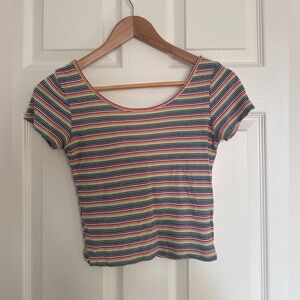 Rainbow stripe backless teeshirt